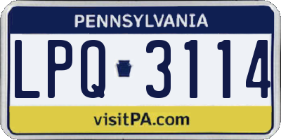 PA license plate LPQ3114