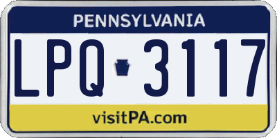 PA license plate LPQ3117