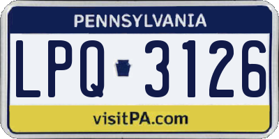 PA license plate LPQ3126