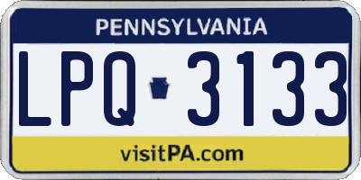 PA license plate LPQ3133