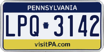 PA license plate LPQ3142