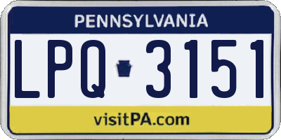PA license plate LPQ3151