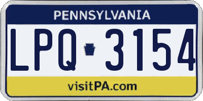 PA license plate LPQ3154