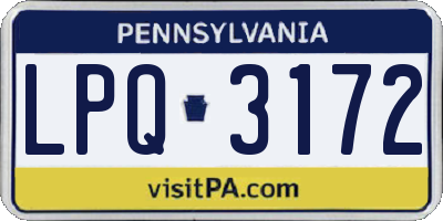 PA license plate LPQ3172