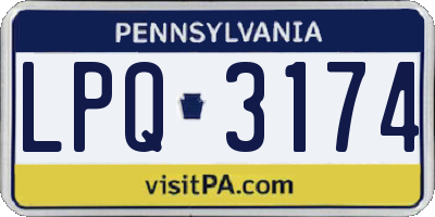 PA license plate LPQ3174