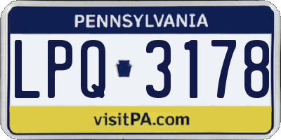 PA license plate LPQ3178
