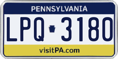 PA license plate LPQ3180