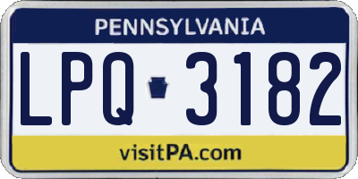 PA license plate LPQ3182