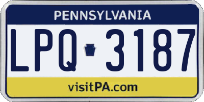 PA license plate LPQ3187