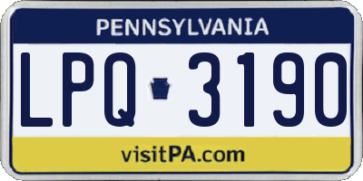 PA license plate LPQ3190