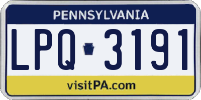 PA license plate LPQ3191