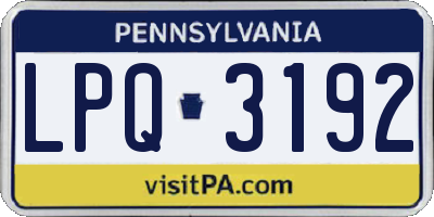 PA license plate LPQ3192