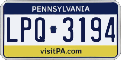 PA license plate LPQ3194