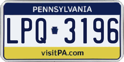 PA license plate LPQ3196