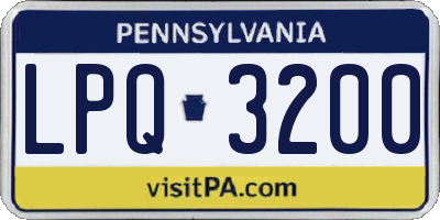 PA license plate LPQ3200