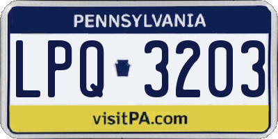 PA license plate LPQ3203