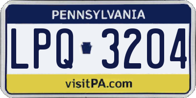 PA license plate LPQ3204