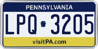 PA license plate LPQ3205