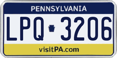 PA license plate LPQ3206