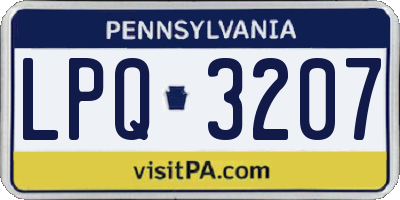 PA license plate LPQ3207