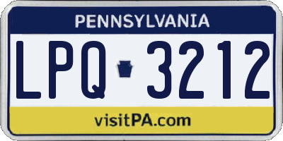 PA license plate LPQ3212
