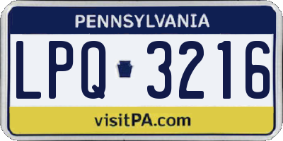 PA license plate LPQ3216