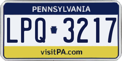 PA license plate LPQ3217