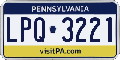 PA license plate LPQ3221