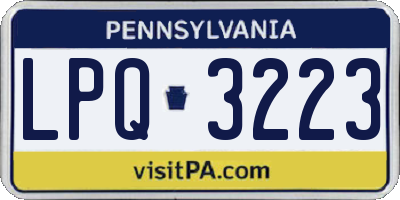 PA license plate LPQ3223