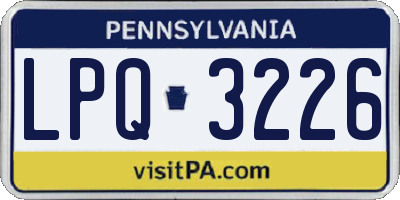 PA license plate LPQ3226