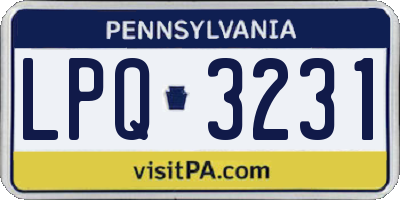 PA license plate LPQ3231