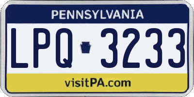 PA license plate LPQ3233