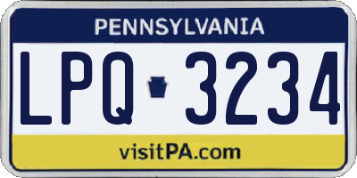 PA license plate LPQ3234