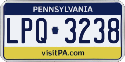 PA license plate LPQ3238