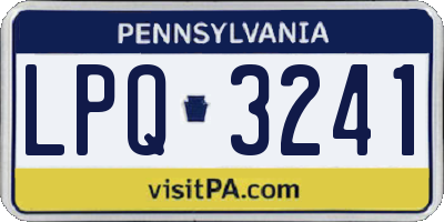 PA license plate LPQ3241