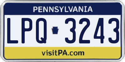 PA license plate LPQ3243