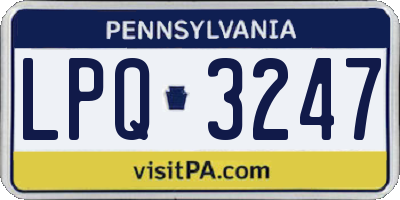 PA license plate LPQ3247