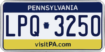 PA license plate LPQ3250