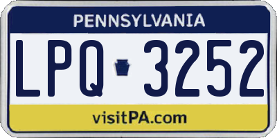 PA license plate LPQ3252