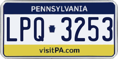 PA license plate LPQ3253