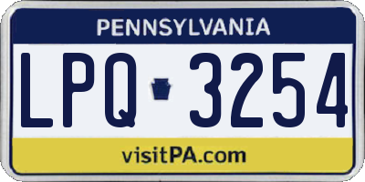 PA license plate LPQ3254
