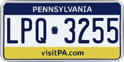 PA license plate LPQ3255