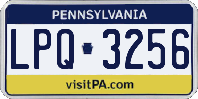 PA license plate LPQ3256
