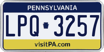 PA license plate LPQ3257