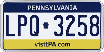 PA license plate LPQ3258