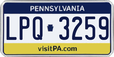 PA license plate LPQ3259