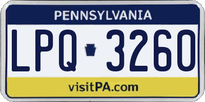 PA license plate LPQ3260