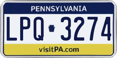 PA license plate LPQ3274