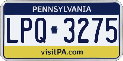 PA license plate LPQ3275