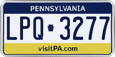 PA license plate LPQ3277